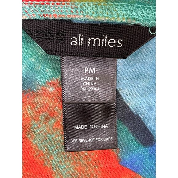 Ali Miles Women's PM Orange Blouse Polyester Tunic Abstract Artsy Boxy Oversized - Picture 4 of 7